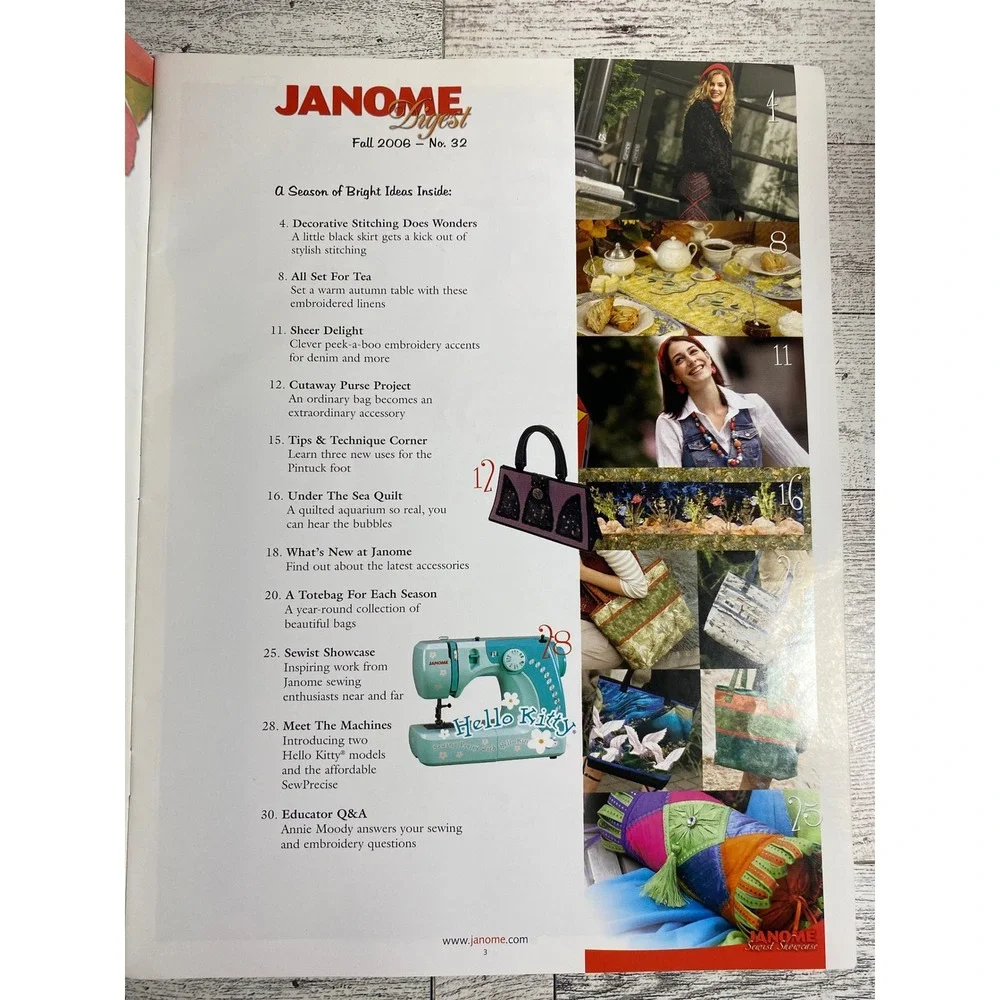 Janome Digest Fall 2006 No. 32 Sewing Serging Embroidery Magazine Patterns‎